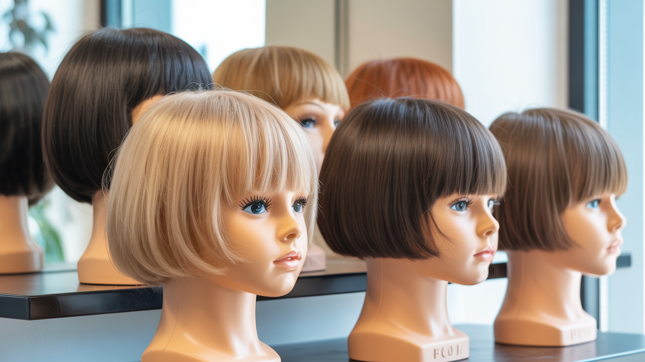 Différentes variations de coupes au carré courtes pour fillettes