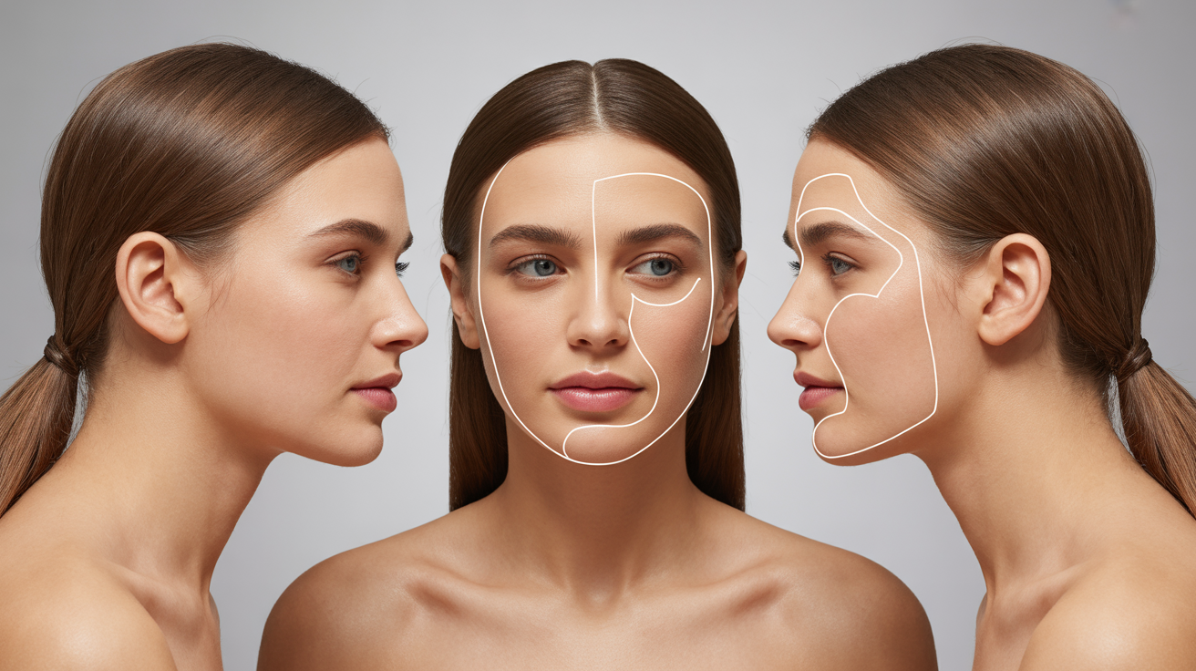 Analyse des morphologies de visage avec reflets de miroir pour choisir sa coiffure