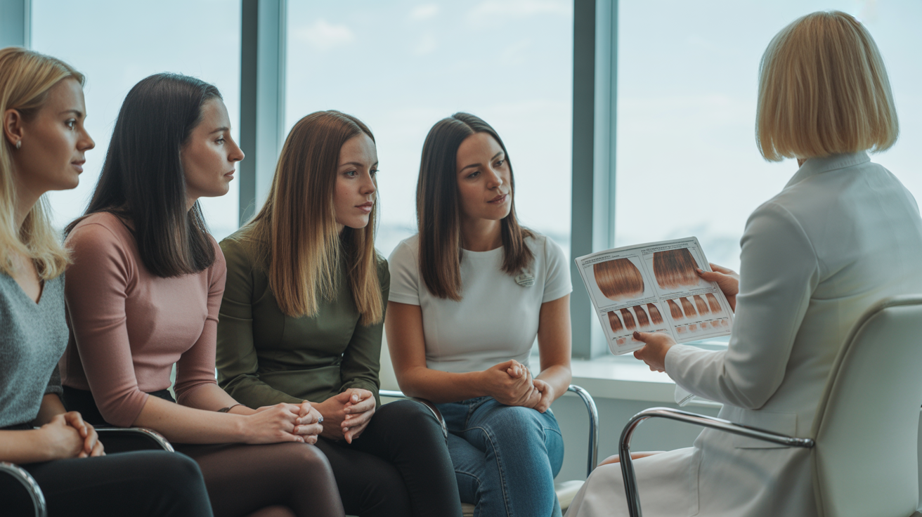 Consultation dermatologique avec présentation d'analyses capillaires pour traitement minoxidil