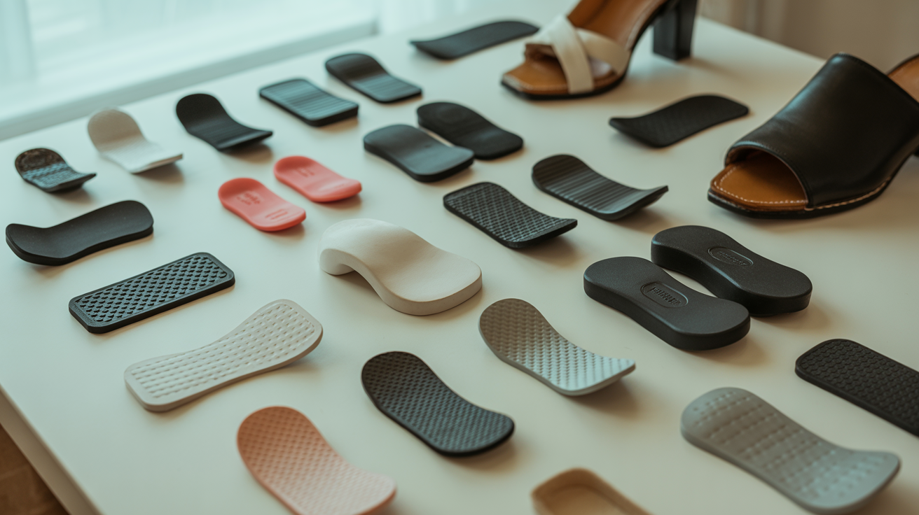 Accessoires anti-glissement pour chaussures : talonnettes, coussinets gel et bandes adhésives