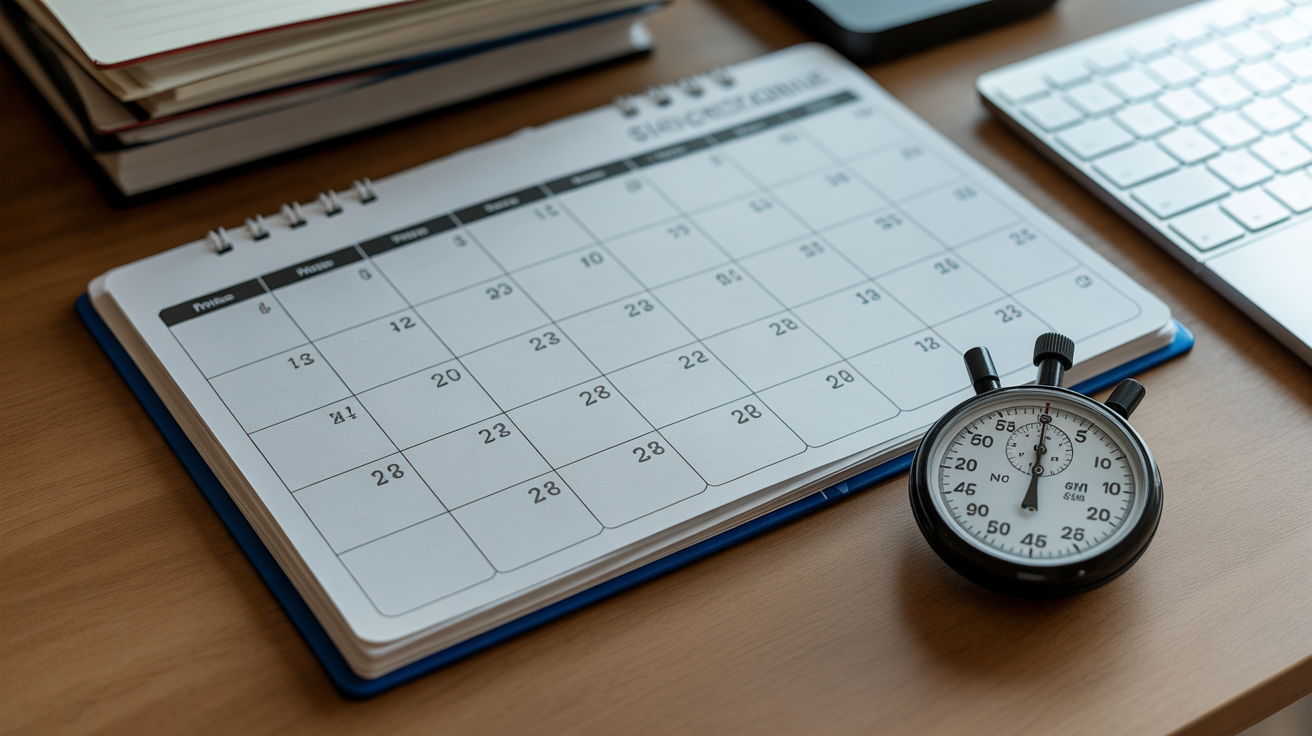 Calendrier d'entraînement et chronomètre illustrant la planification d'un programme de vélo elliptique progressif