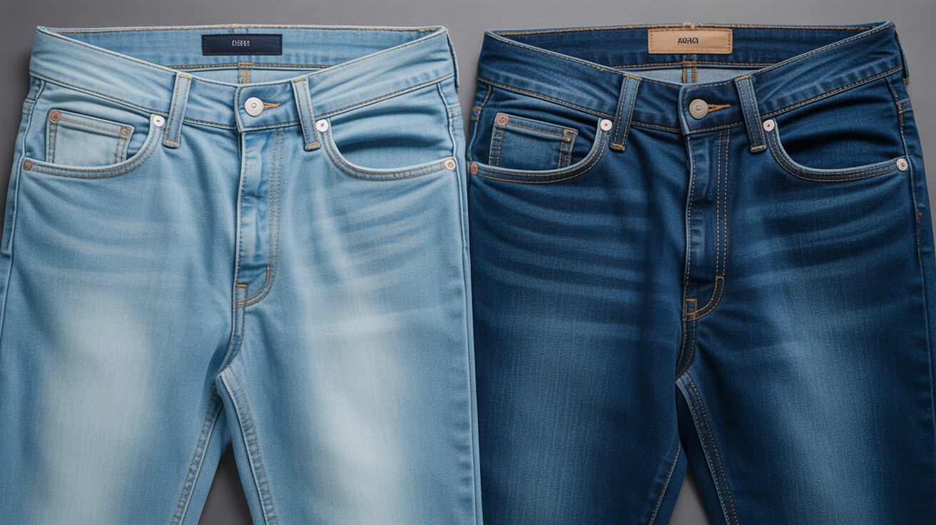 Comparaison de vêtements de tailles différentes illustrant la perte de poids visible après un mois de vélo elliptique