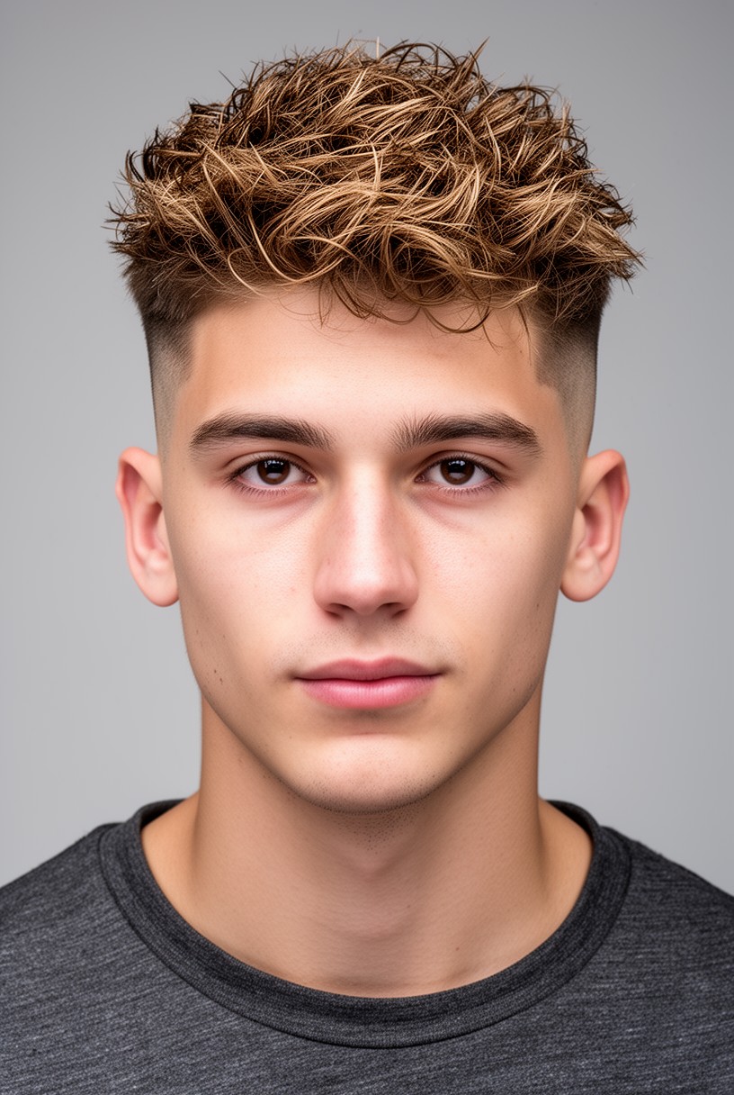 Homme avec un blowout taper texturisé aux mèches séparées