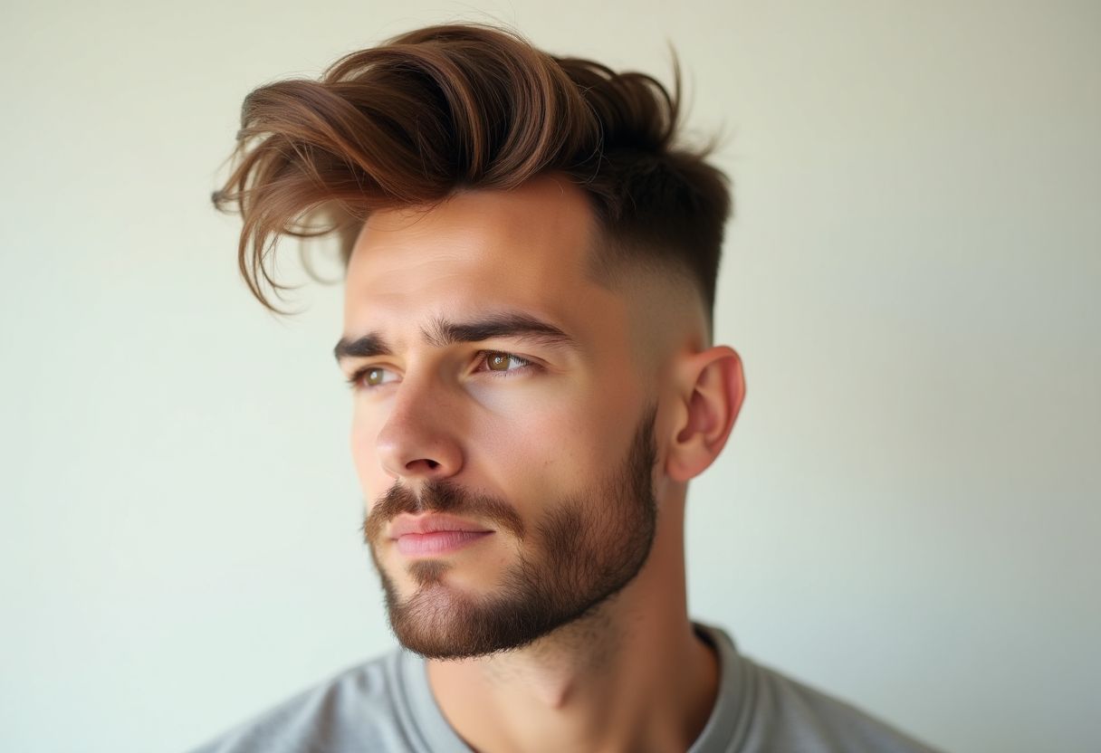 Homme avec un blowout taper très volumineux