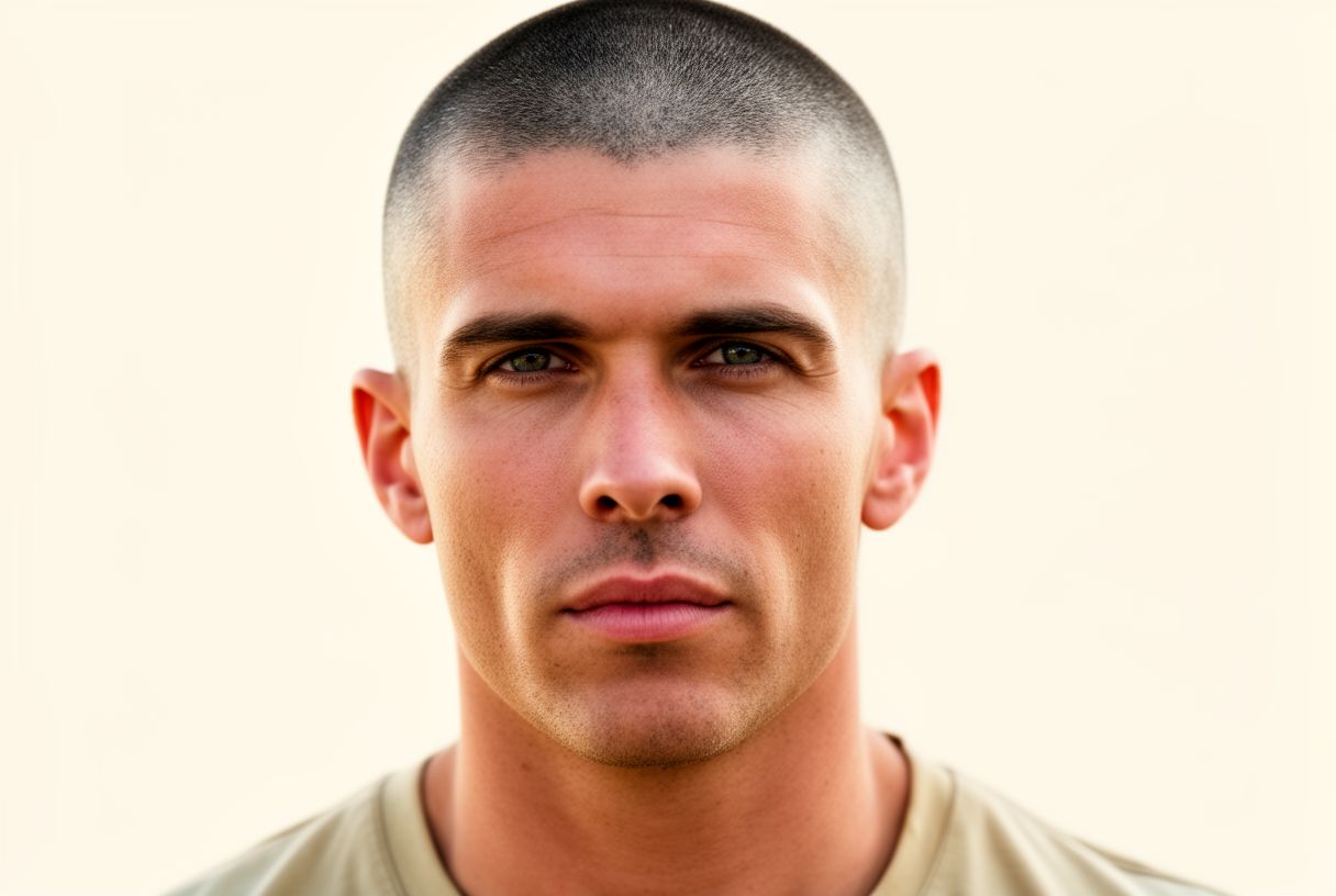 Homme avec un buzz cut net
