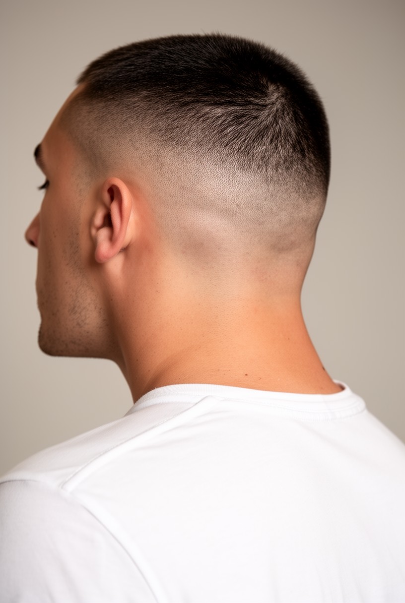 Vue de dos de la nuque nette d'un buzz cut
