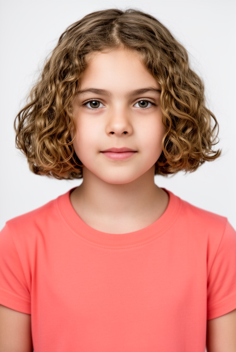 Fillette de 10 ans avec un carré wavy ondulé naturel