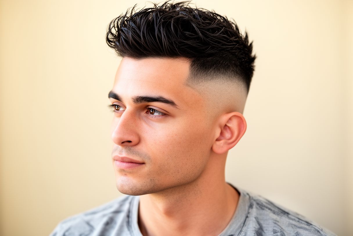 Homme avec une coupe couronne et des côtés dégradés
