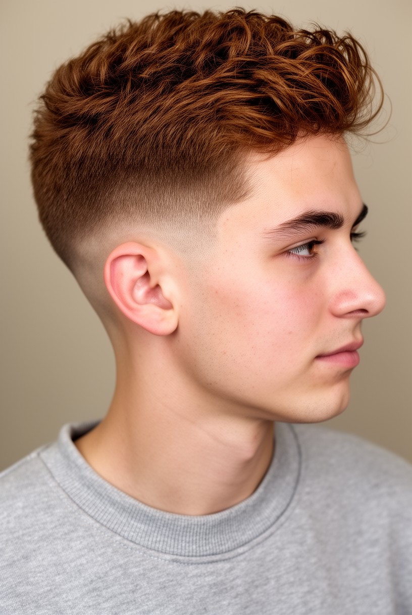 Portrait de profil d'un homme avec une coupe couronne