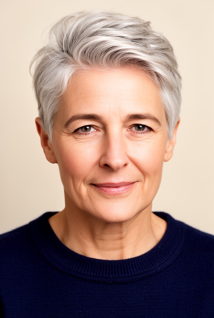 Femme de 60 ans avec du volume sur le dessus sur cheveux fins