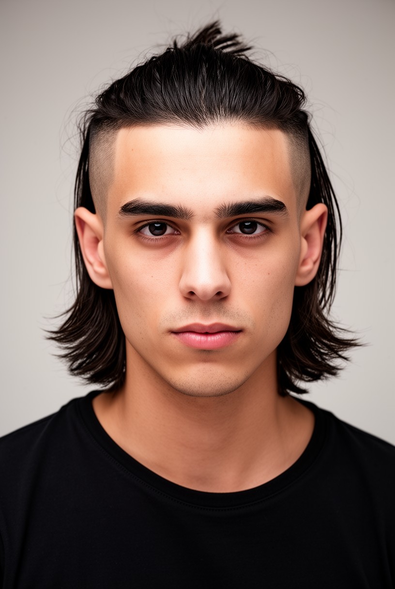 Homme avec un mi-long dégradé et des côtés dégagés en undercut léger