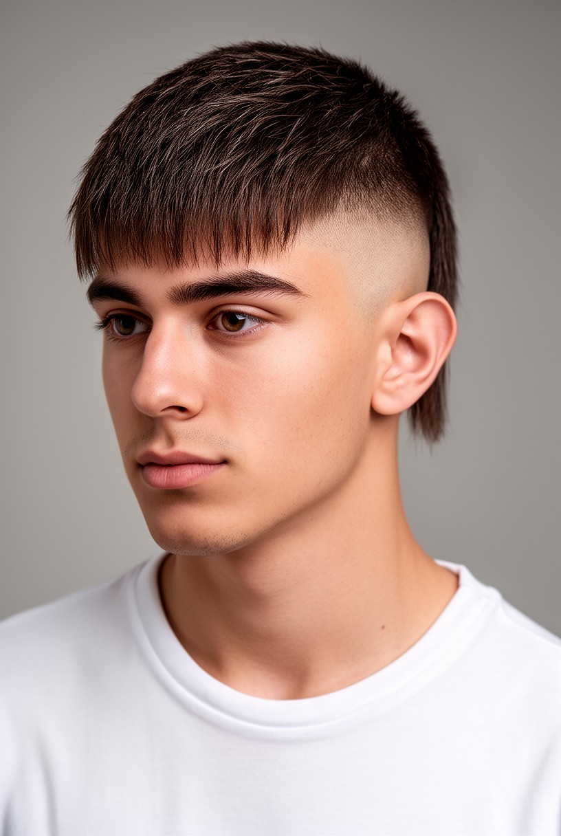 Homme avec un modern mulet et des côtés en dégradé fade