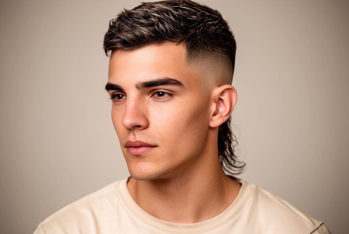 Homme avec une coupe modern mulet