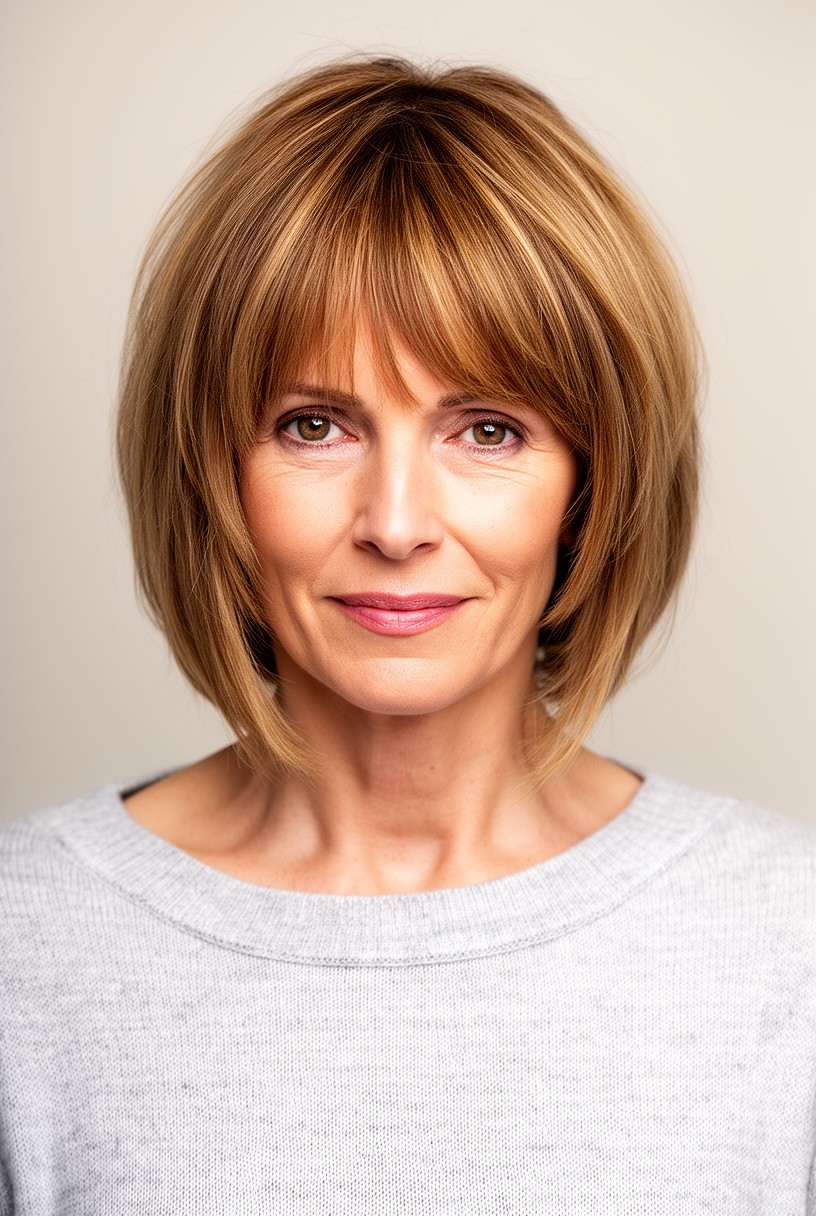 Femme aux cheveux fins avec une coupe shag qui crée du volume