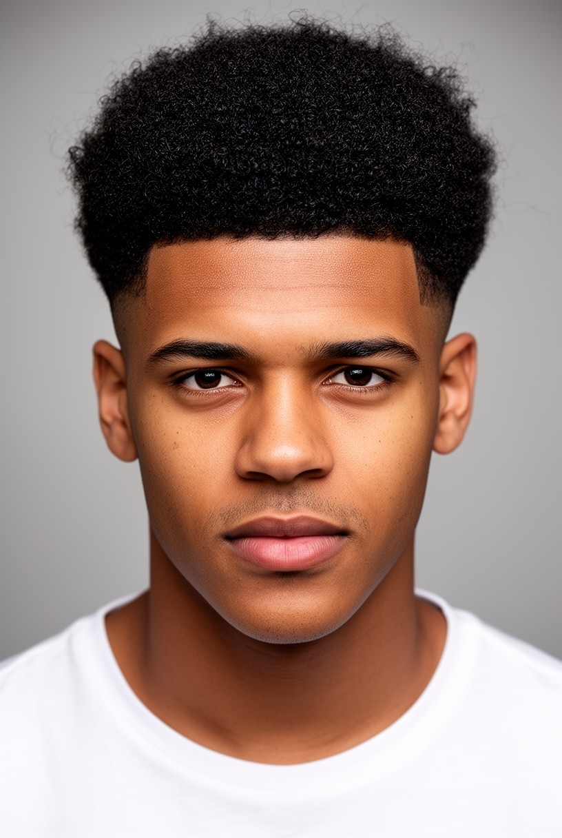 Homme noir avec un taper afro classique et un fondu doux