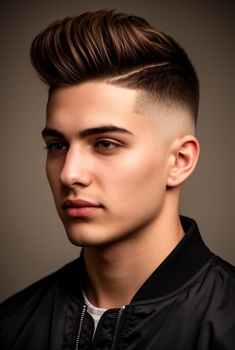 Homme avec un blowout taper, dessus volumineux et fondu bas