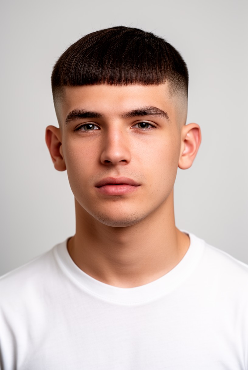 Homme avec un low taper classique et un dessus mi-court