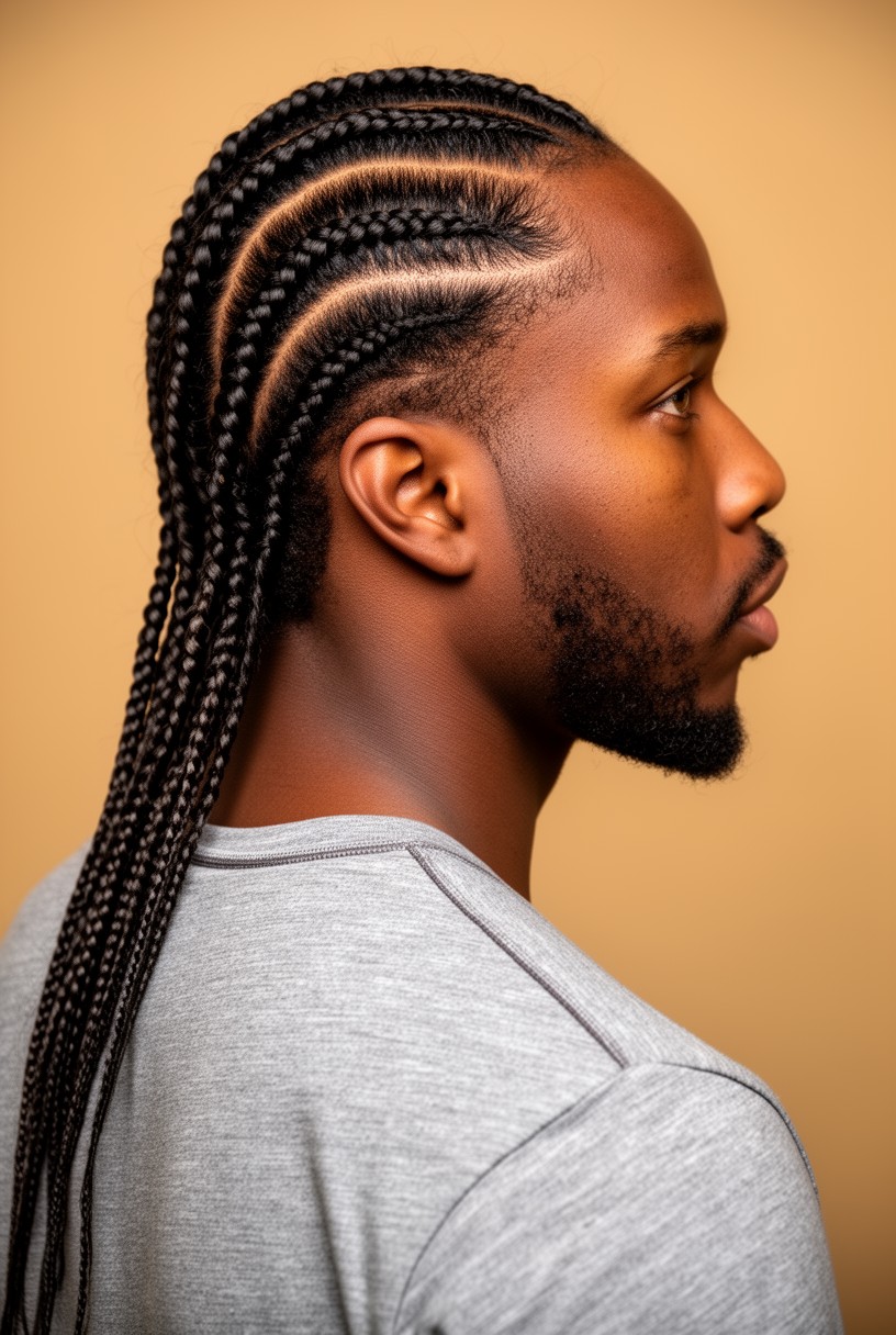 Vue de dos de tresses collées longues prolongées dans la nuque