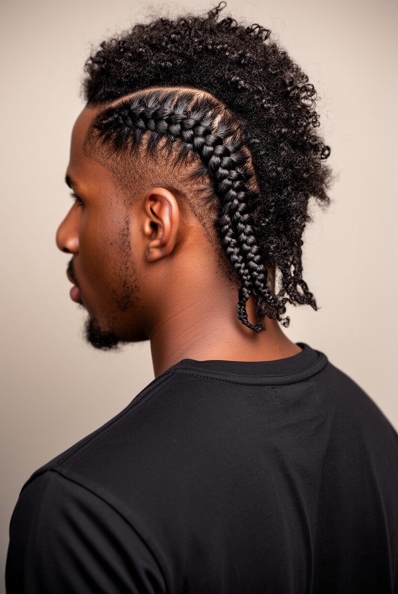 Vue de dos de la nuque avec des cornrows terminées en nattes nettes