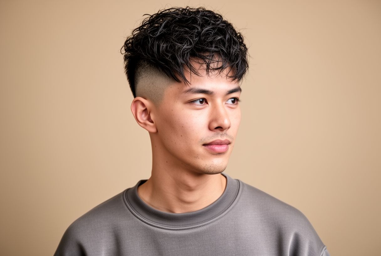Homme avec un wolf cut et des côtés dégradés