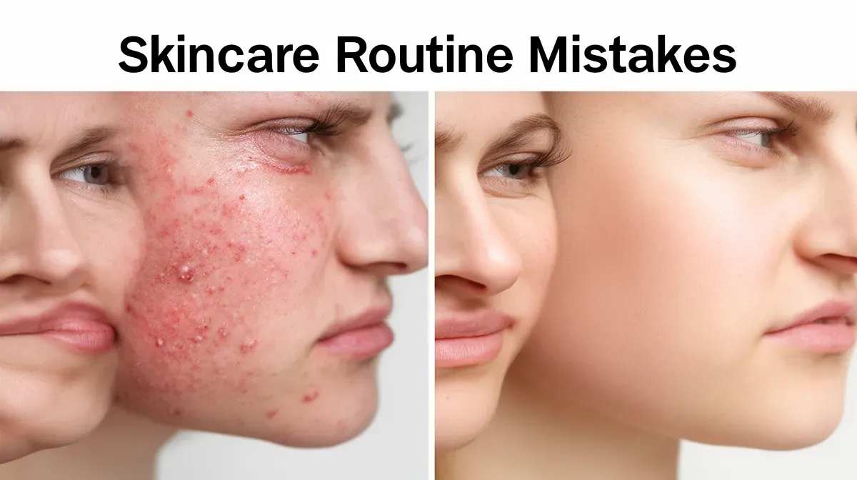 Comparaison visuelle entre une peau agressée par un mauvais nettoyage et une peau saine