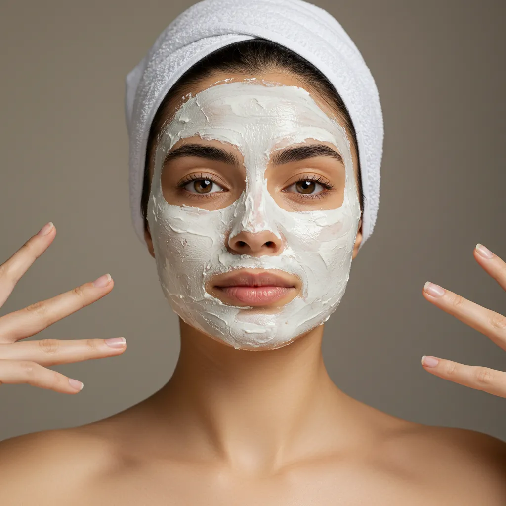 Femme portant un masque facial à base de bave d'escargot pendant le temps de pose recommandé