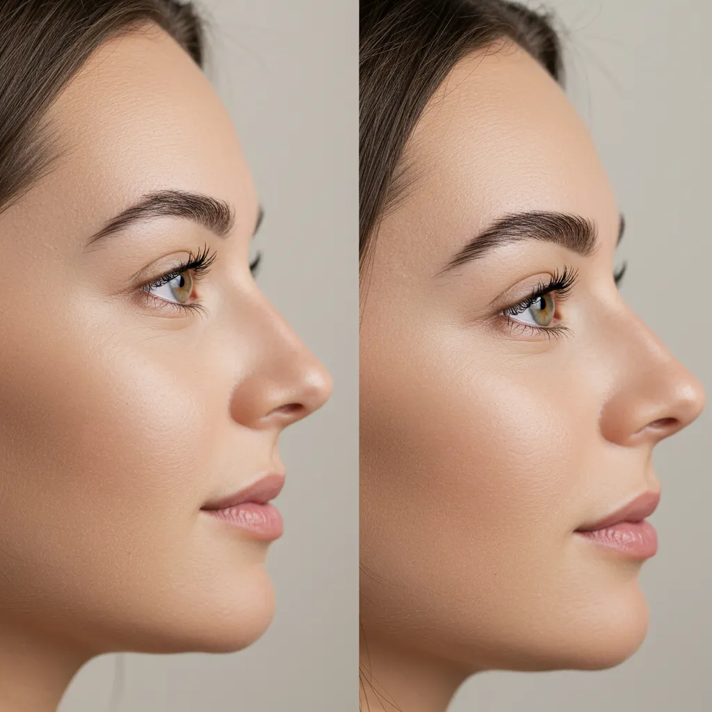 Comparaison avant/après d'un brow lift montrant le rehaussement et la structuration des sourcils