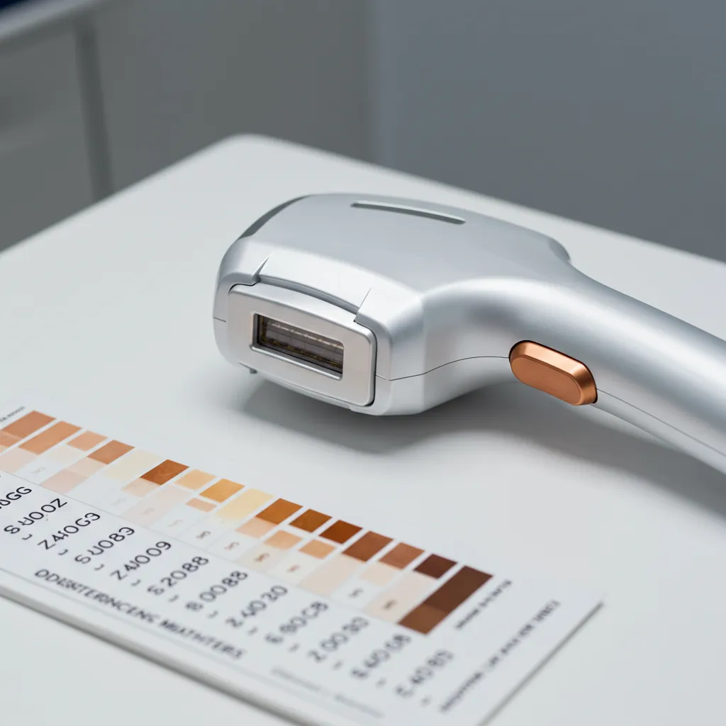 Appareil laser d'épilation professionnelle et nuancier de phototypes de peau pour choisir le bon traitement