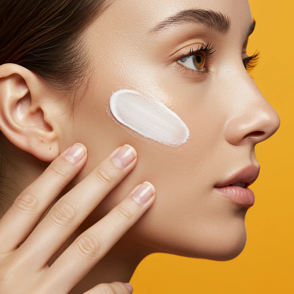 Application de crème solaire SPF 50+ sur le visage avec technique correcte