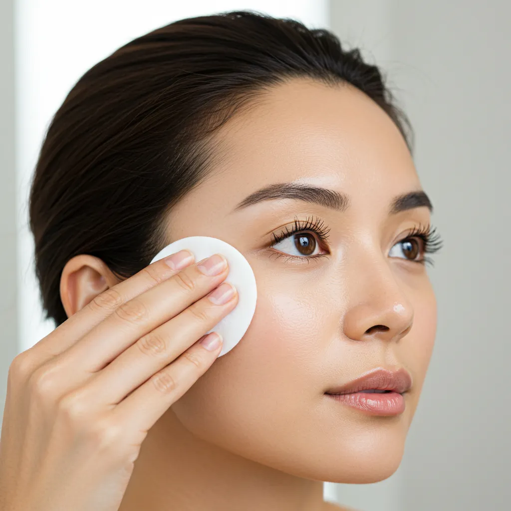 Gros plan sur le contour des yeux pendant l'étape de préparation et nettoyage de la peau