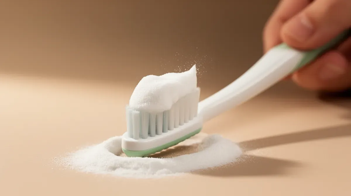 Application douce d'un remède naturel sur une brosse à dents pour le blanchiment dentaire