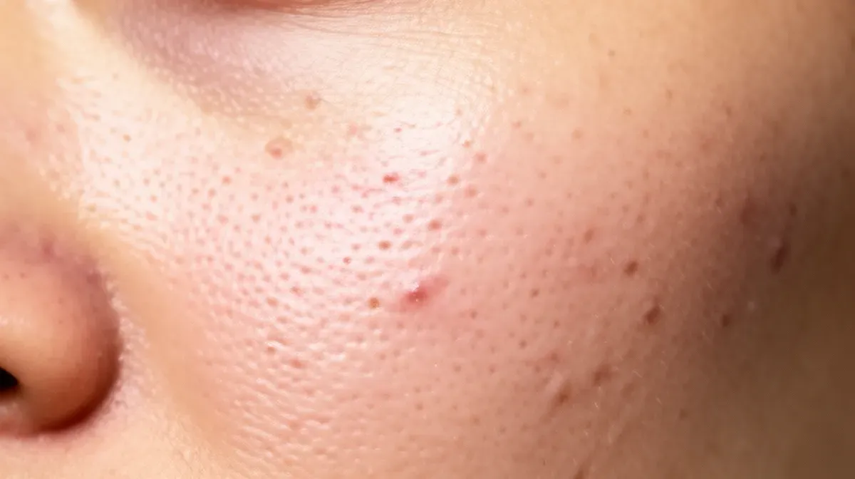 Texture de peau saine et sans cicatrices après extraction correcte