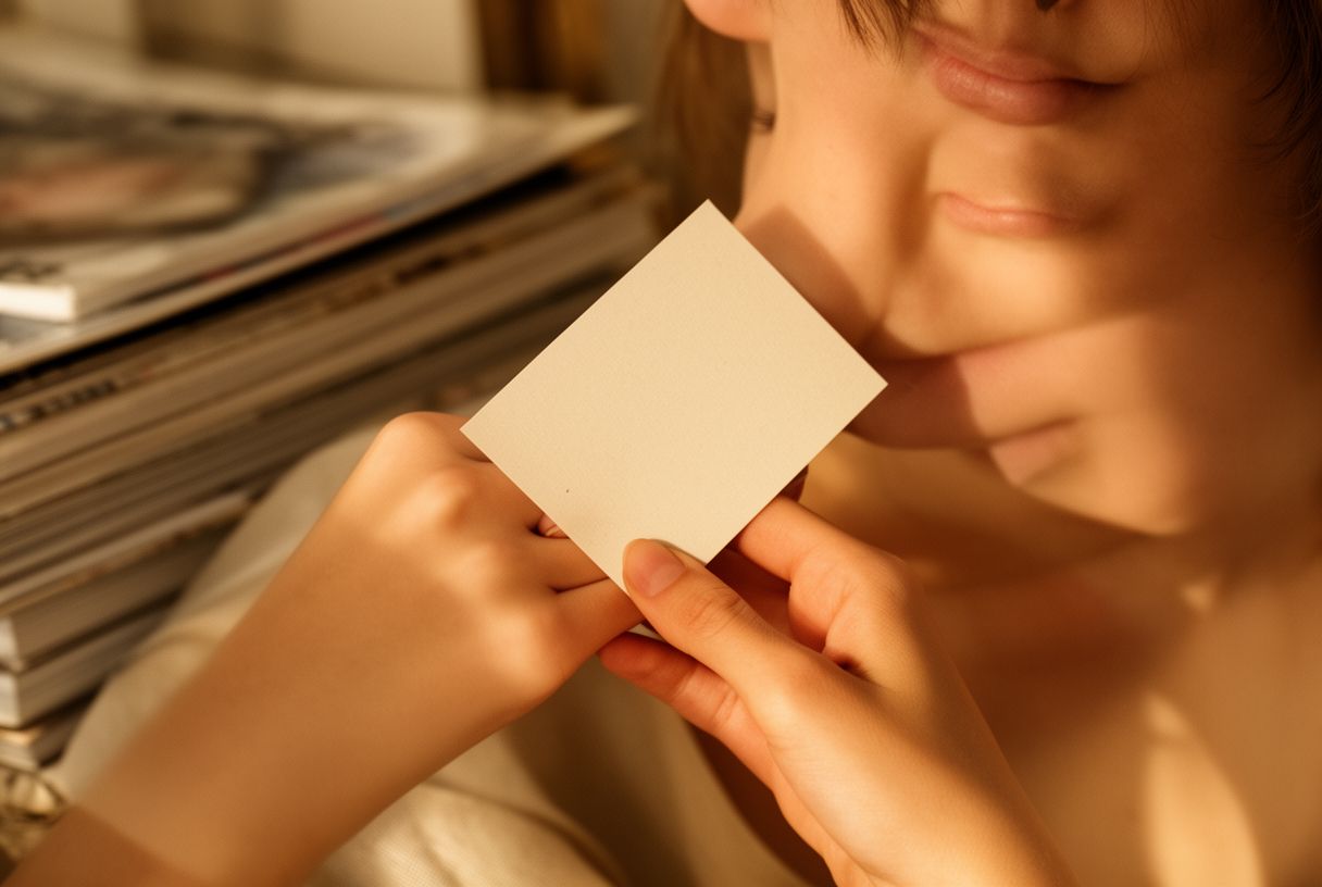 Gros plan sur un poignet et une touche de papier parfumé posée sur la peau