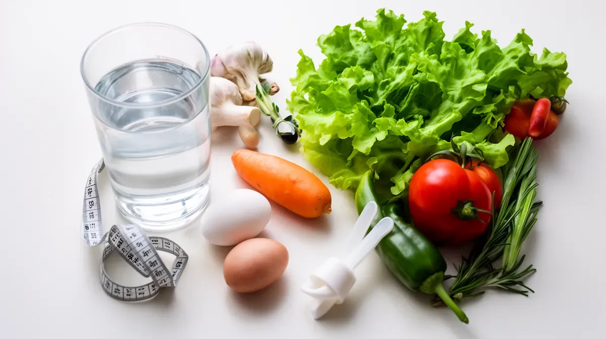 Composition montrant les éléments clés de l'alimentation, l'hydratation et le bien-être pour la santé du visage