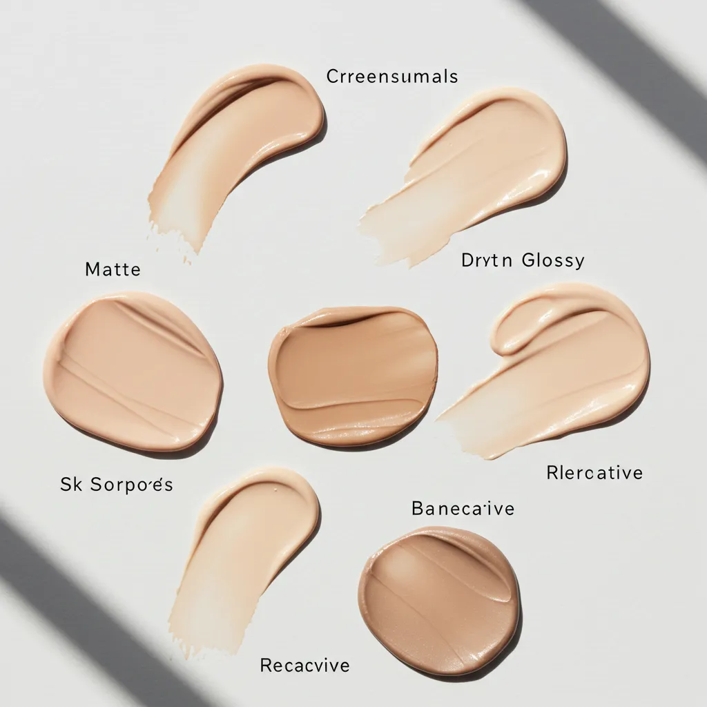 Comparaison visuelle des cinq types de peau avec textures distinctes en vue de dessus
