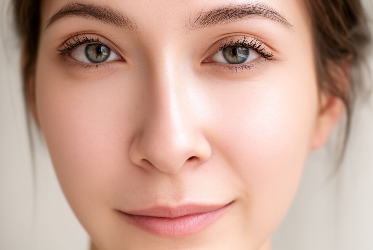 Visage démaquillé aux cils naturels, prêt pour une intervention