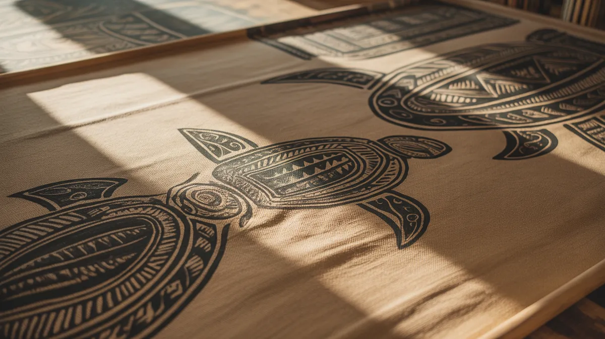 Motifs tribaux polynésiens traditionnels inspirés par la tortue avec designs géométriques complexes