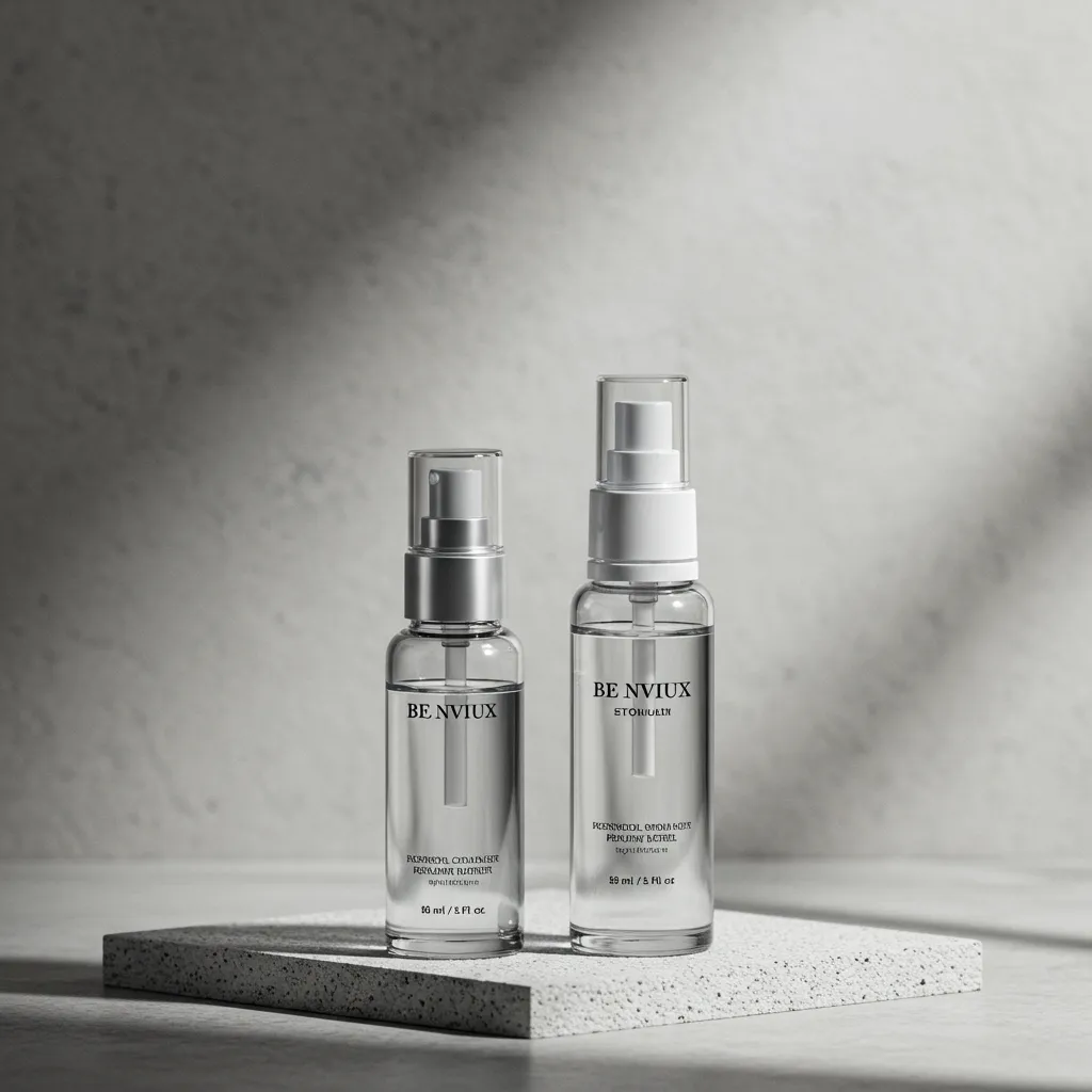 Comparaison visuelle entre un produit cosmétique à l'argireline et un flacon médical, symbolisant l'alternative non invasive au botox