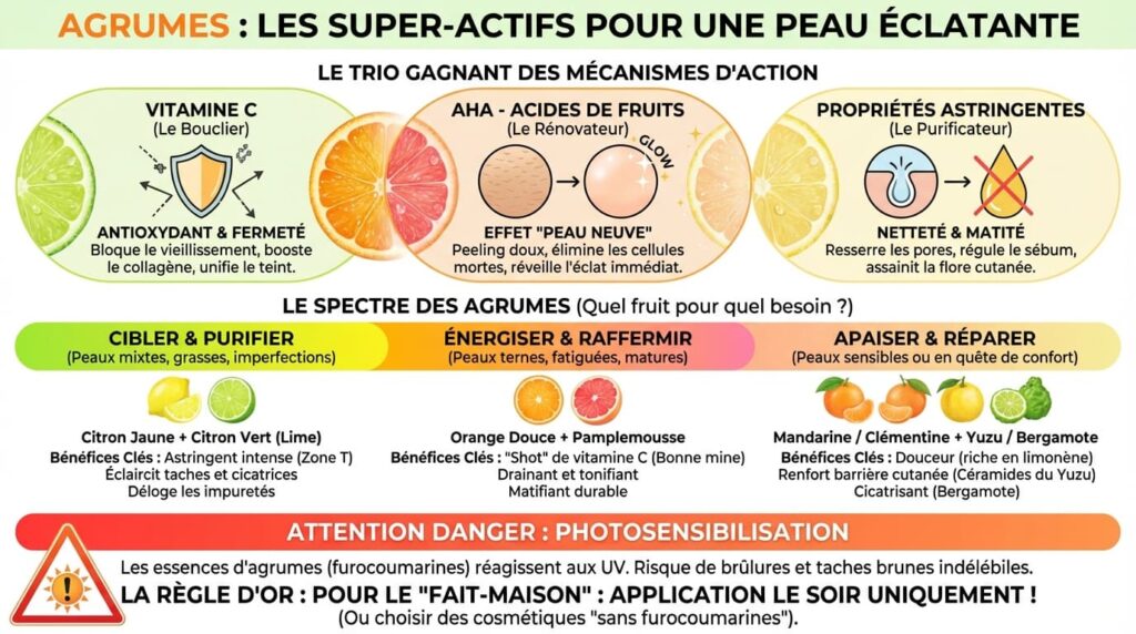 bienfaits des agrumes pour la peau