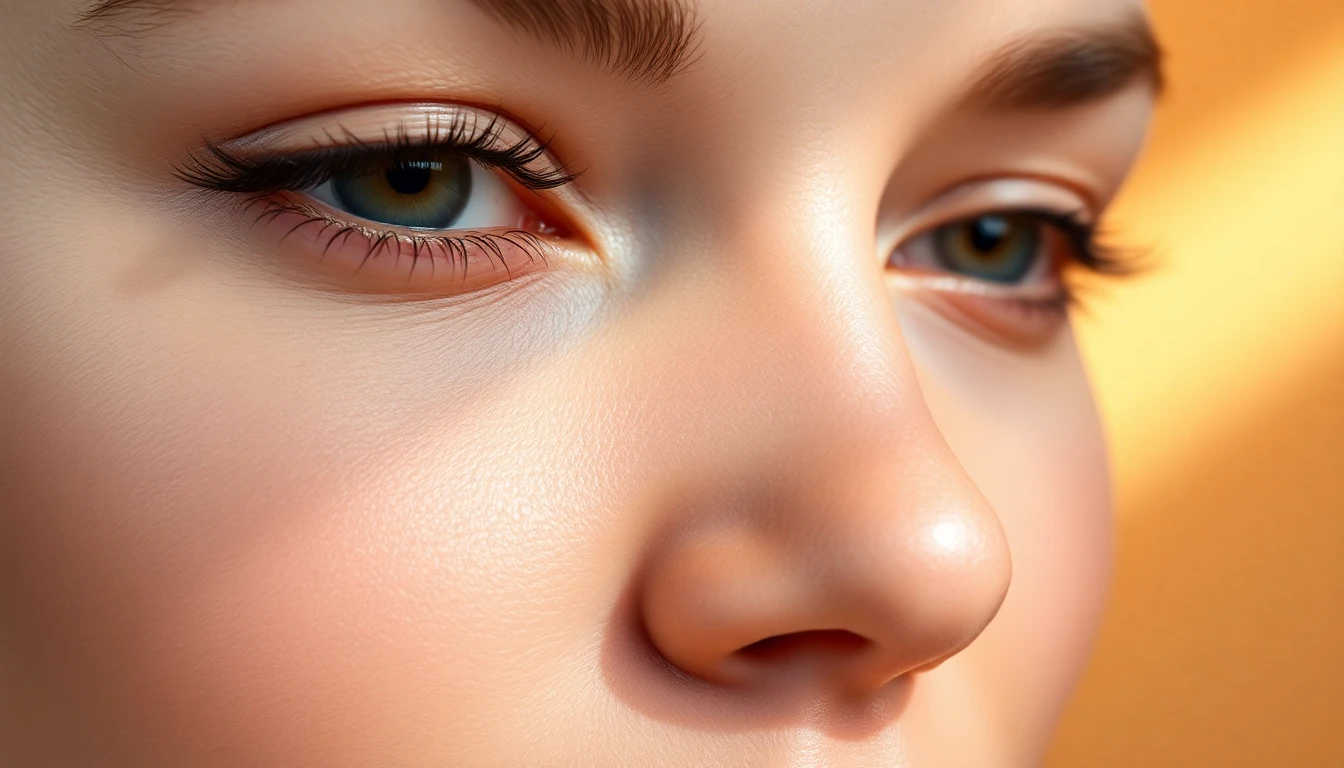 Gros plan sur une peau radieuse et lumineuse montrant l'effet des soins réguliers en institut