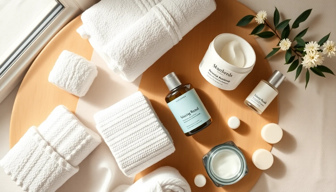 Préparation d'une routine de soins du visage en institut avec produits professionnels et accessoires spa