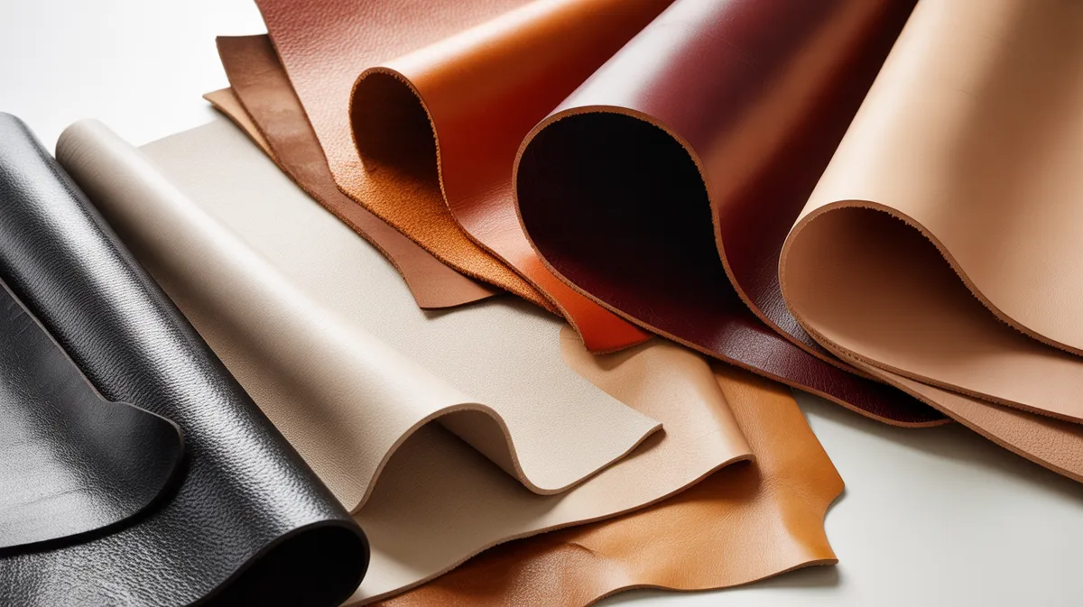 Échantillons de cuirs avec différents tannages et textures adaptés aux types de peau