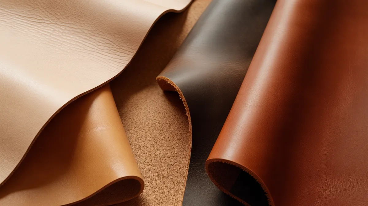 Comparaison visuelle entre cuir tanné végétal et cuir tanné au chrome