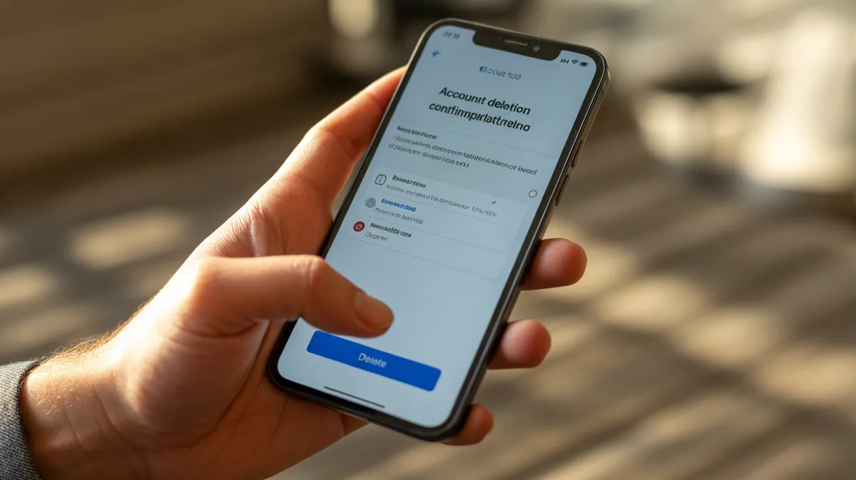 Écran de confirmation de suppression de compte Vinted sur mobile