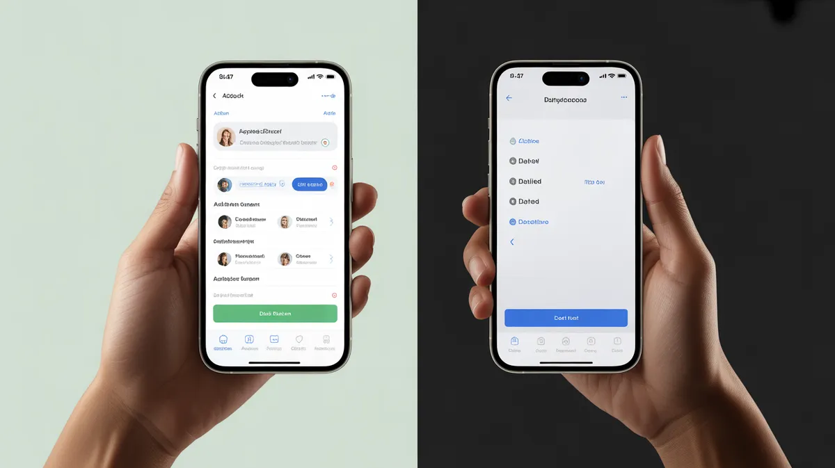 Comparaison visuelle entre compte actif et compte supprimé